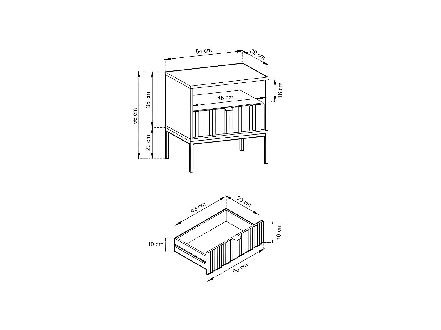 Lot de 2 tables de chevet 1 tiroir et 1 niche - Gris - LIOUBA de Pascal Morabito