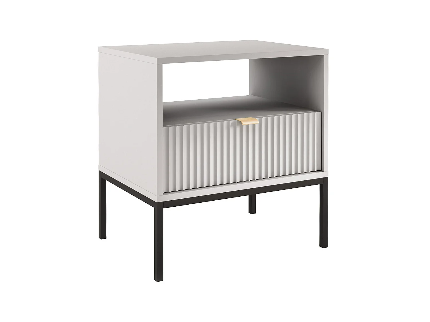 Lot de 2 tables de chevet 1 tiroir et 1 niche - Gris - LIOUBA de Pascal Morabito