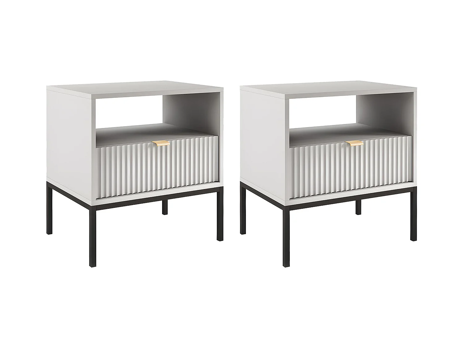 Lot de 2 tables de chevet 1 tiroir et 1 niche - Gris - LIOUBA de Pascal Morabito