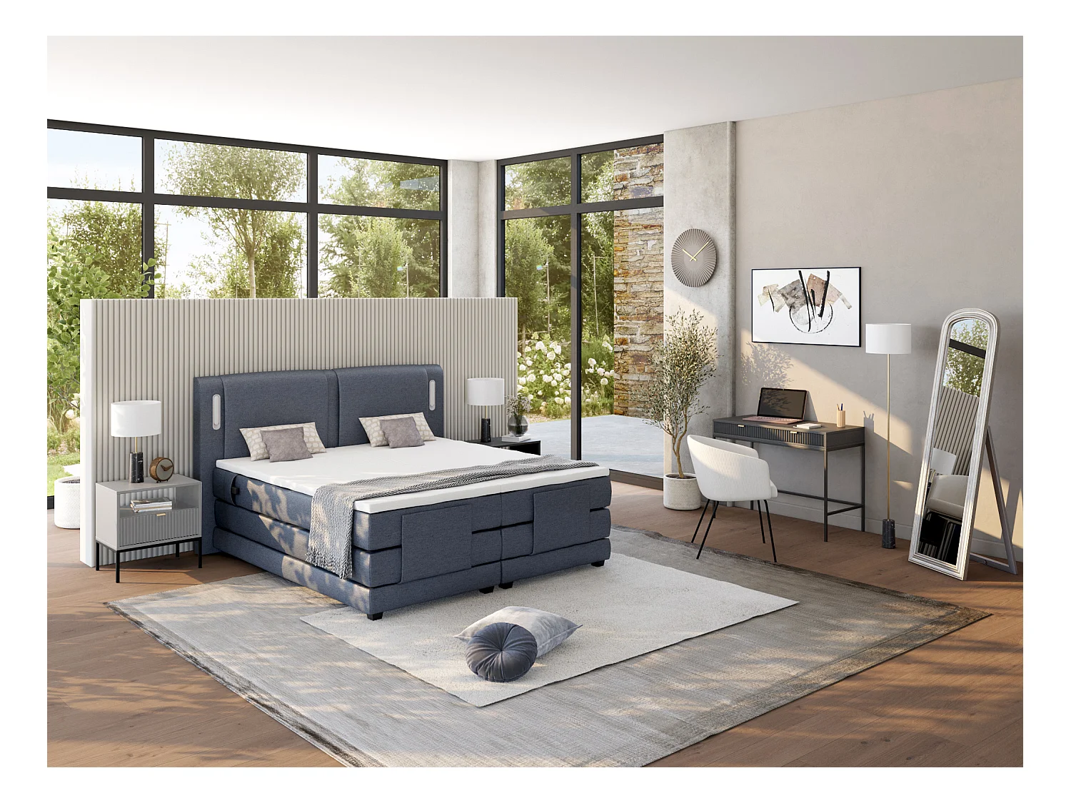 Lot de 2 tables de chevet 1 tiroir et 1 niche - Gris - LIOUBA de Pascal Morabito