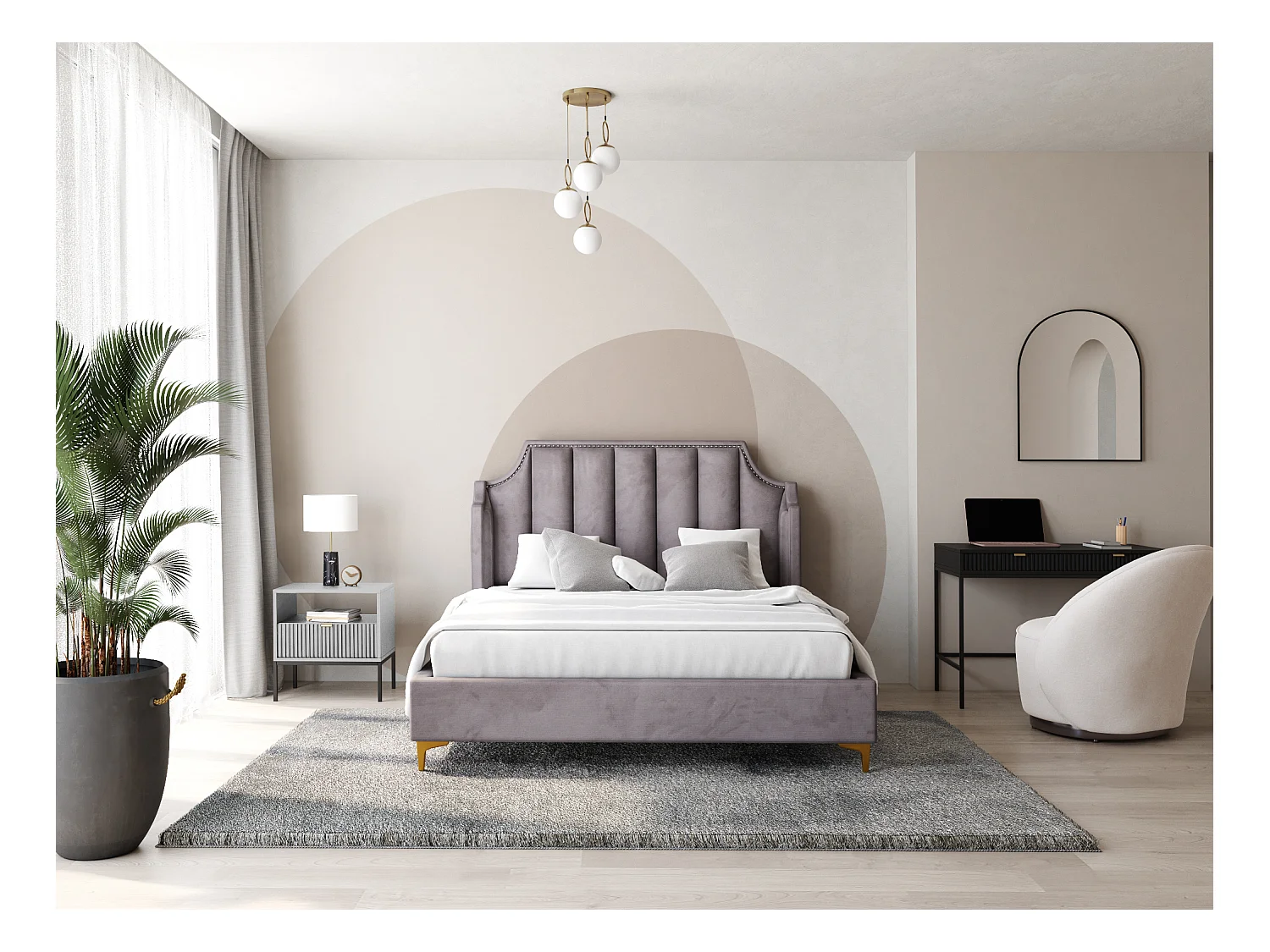 Lot de 2 tables de chevet 1 tiroir et 1 niche - Gris - LIOUBA de Pascal Morabito