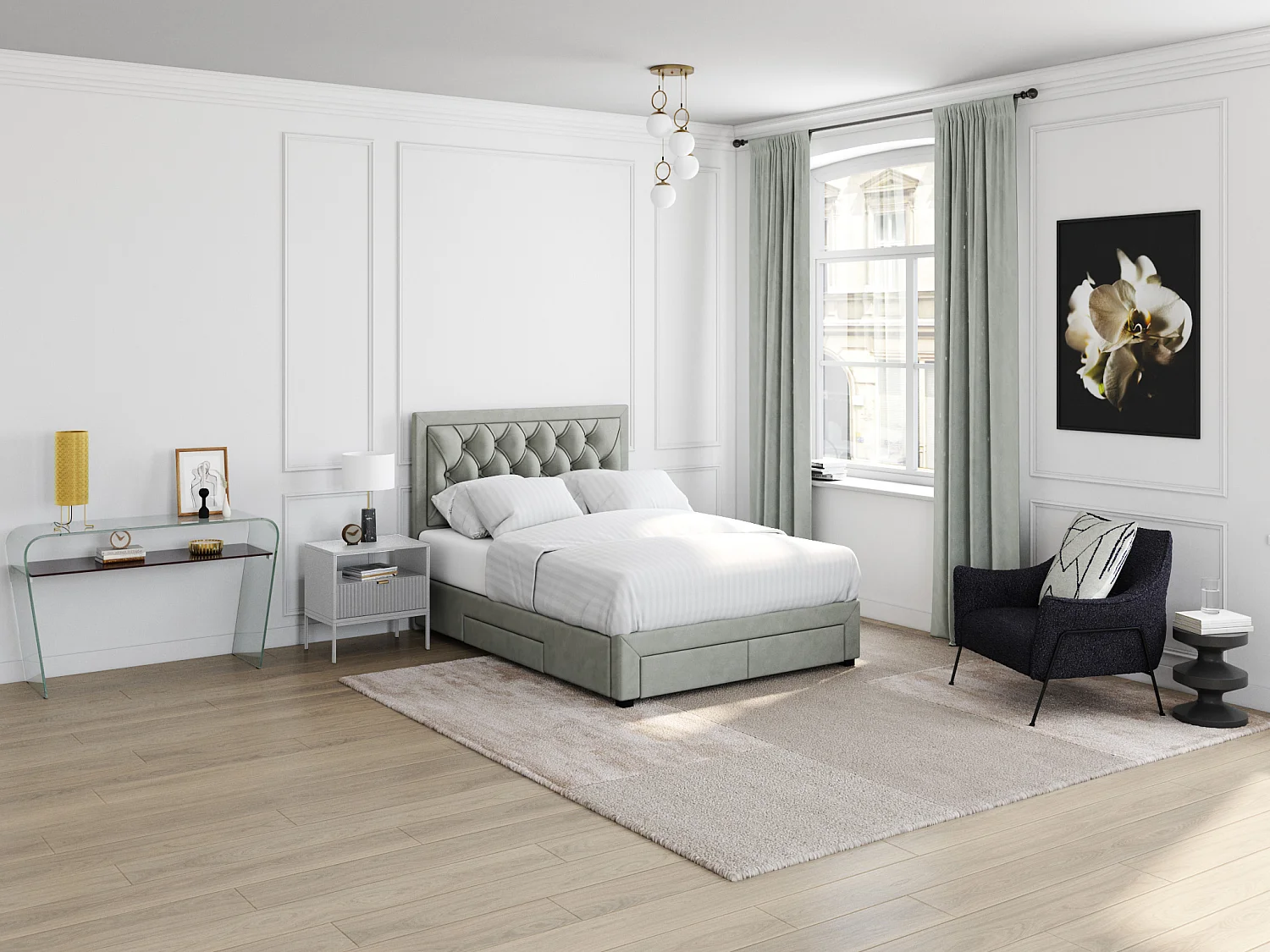 2er-Set Nachttische mit 1 Schublade & 1 Ablage - Grau - LIOUBA von Pascal Morabito