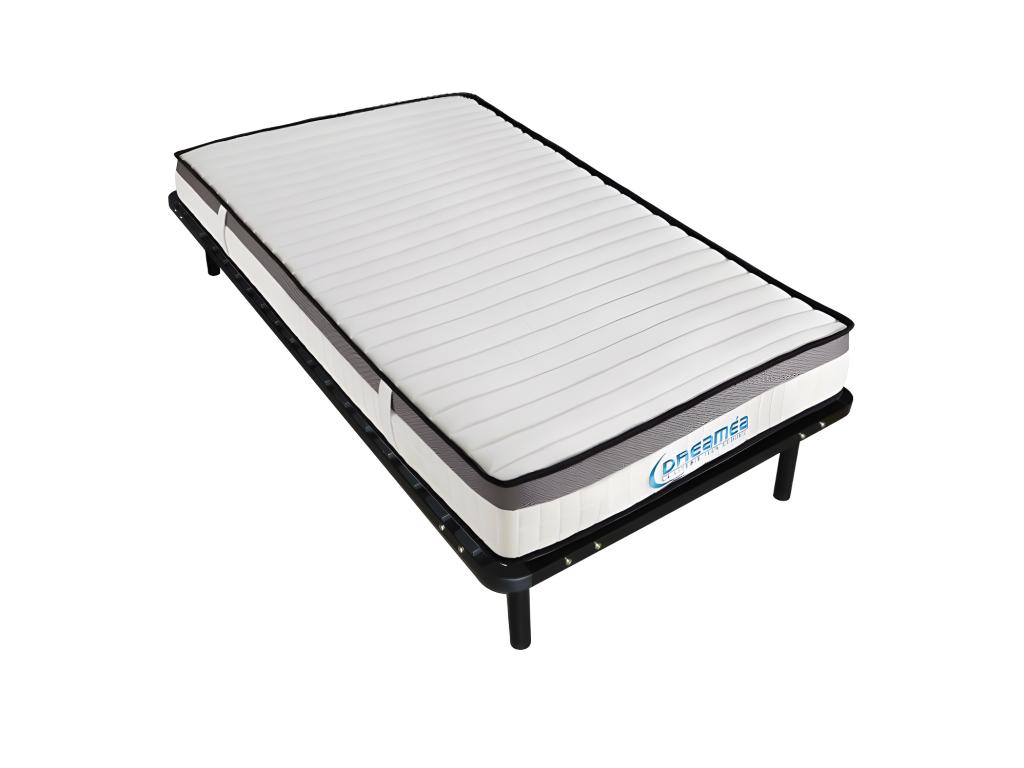 Ensemble 90 x 200 cm cadre à lattes + matelas mousse mémoire de forme ép.19cm - ORTHOMEMORY de DREAMEA