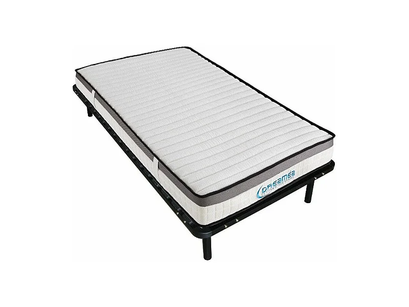 Ensemble 90 x 200 cm cadre à lattes + matelas mousse mémoire de forme ép.19cm - ORTHOMEMORY de DREAMEA