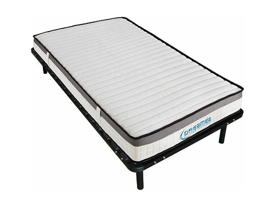 Ensemble 90 x 200 cm cadre à lattes + matelas mousse mémoire de forme ép.19cm - ORTHOMEMORY de DREAMEA