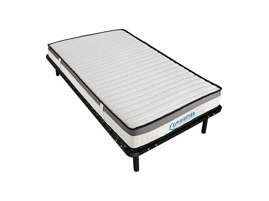 Ensemble 90 x 200 cm cadre à lattes + matelas mousse mémoire de forme ép.19cm - ORTHOMEMORY de DREAMEA