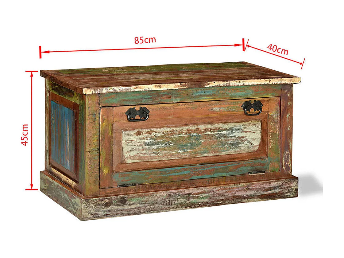 Banco zapatero de madera maciza reciclada