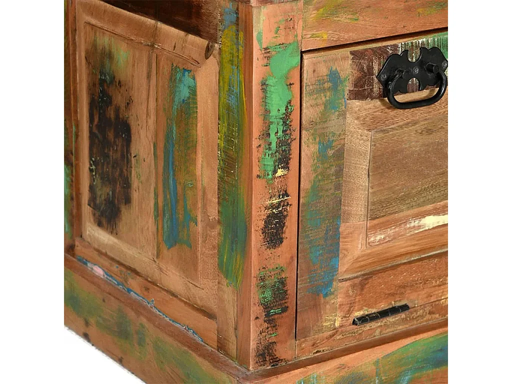 Banco zapatero de madera maciza reciclada