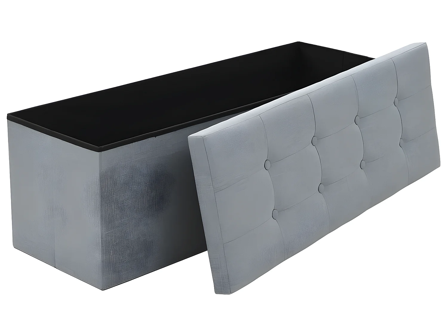 Banc de rangement pliable Faux lin 110 x 38 x 38 cm Gris clair