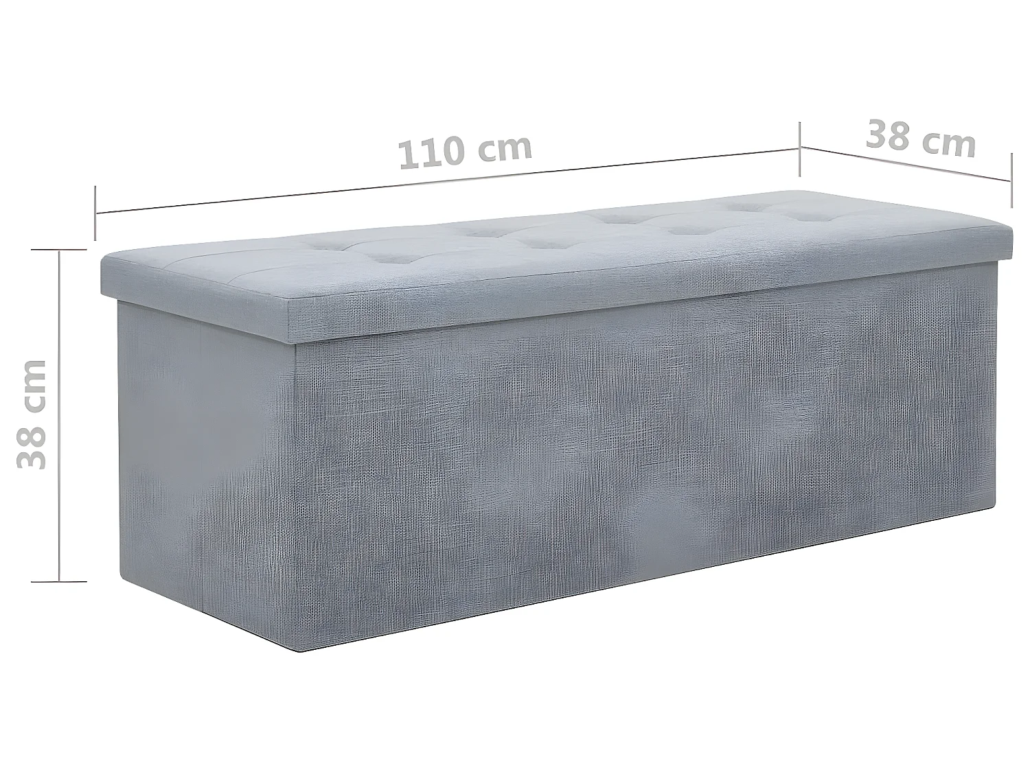 Banc de rangement pliable Faux lin 110 x 38 x 38 cm Gris clair