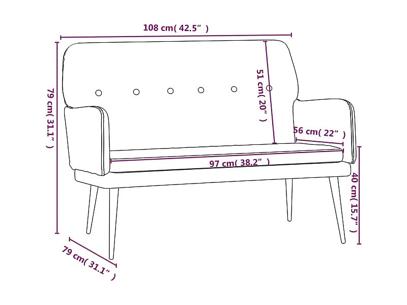 Banc Jaune 108x79x79 cm Velours