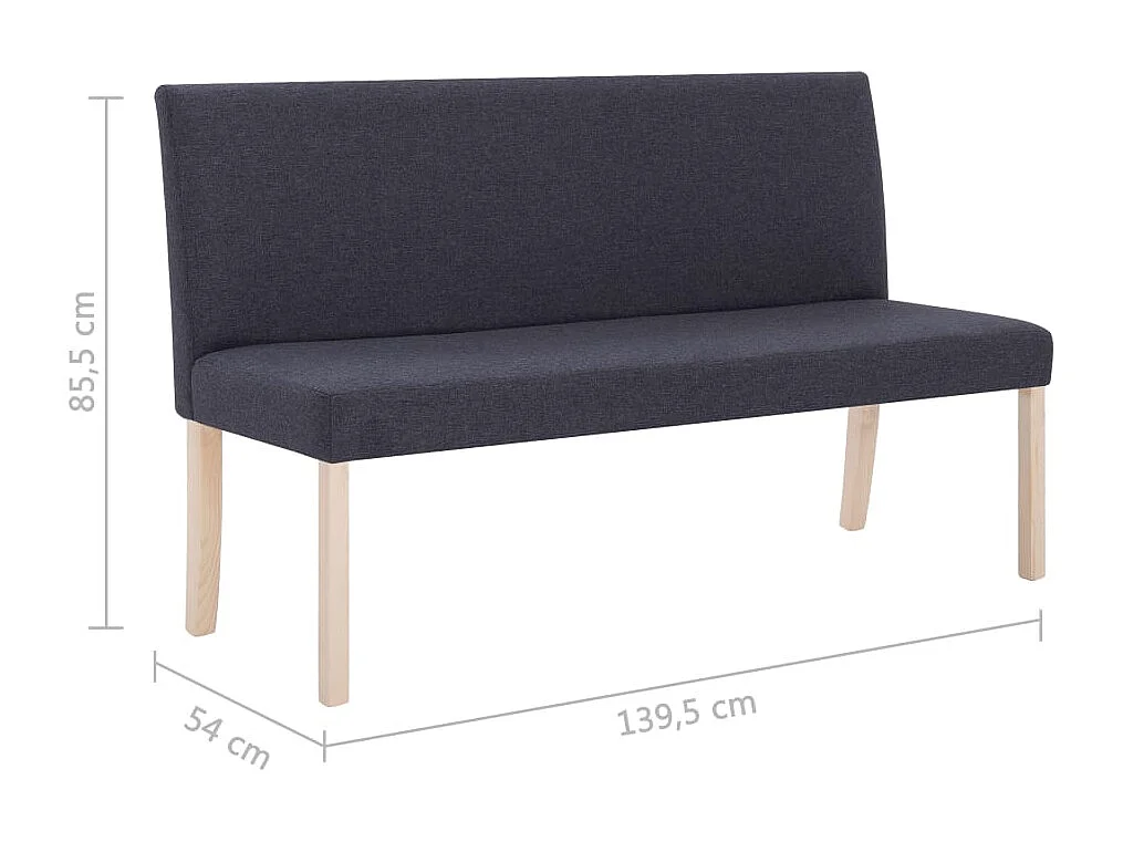 Banc 139,5 cm Gris foncé Polyester
