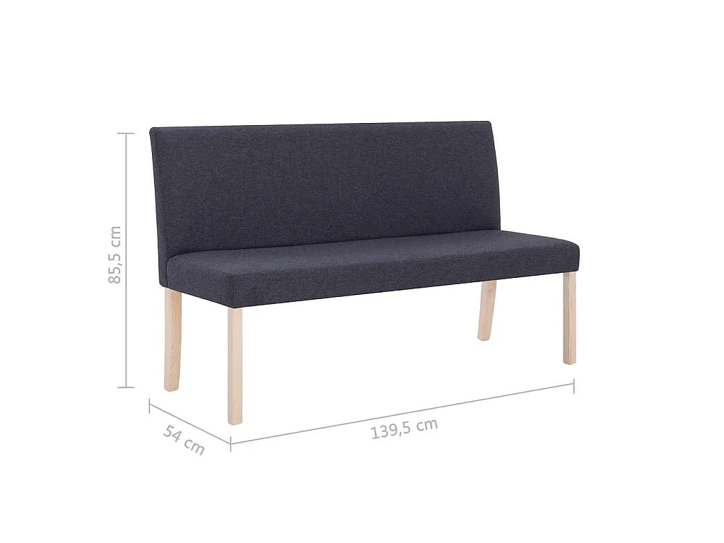 Bankje 139,5 cm polyester donkergrijs