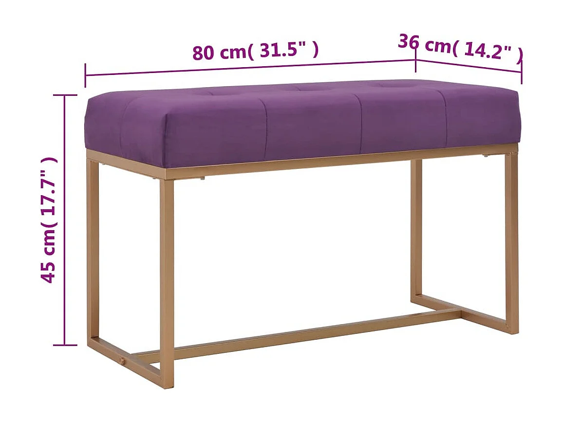 Banc 80 cm Violet Velours