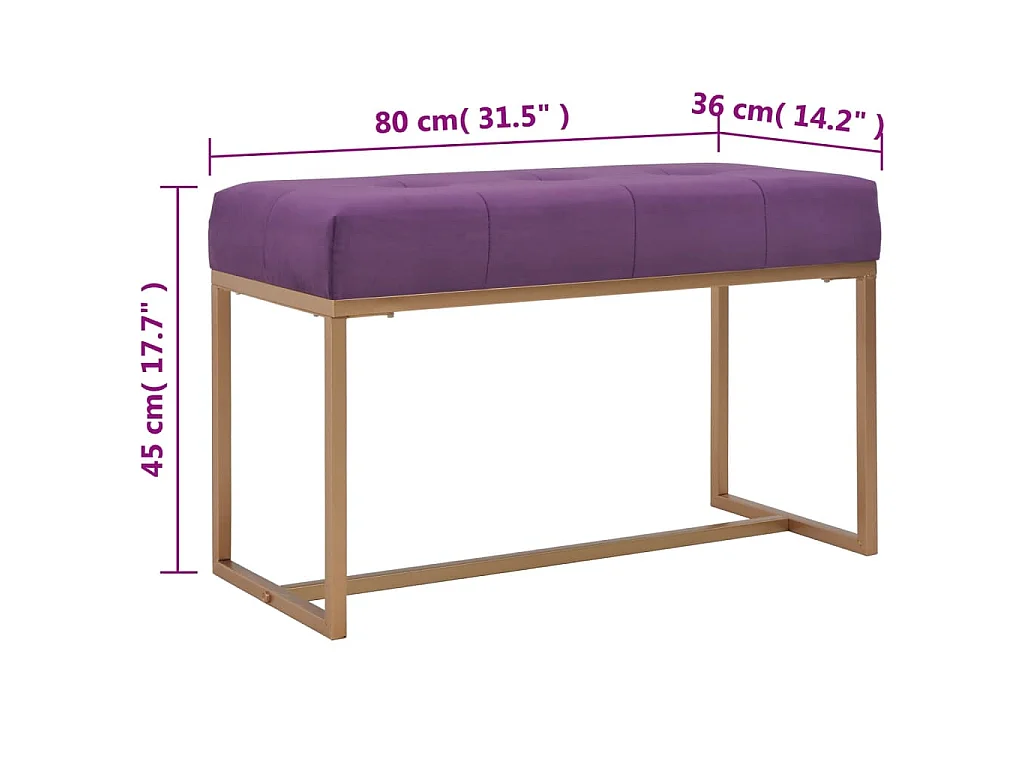 Banc 80 cm Violet Velours
