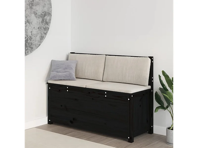 Banc Noir 110x41x76,5 cm Bois de pin massif
