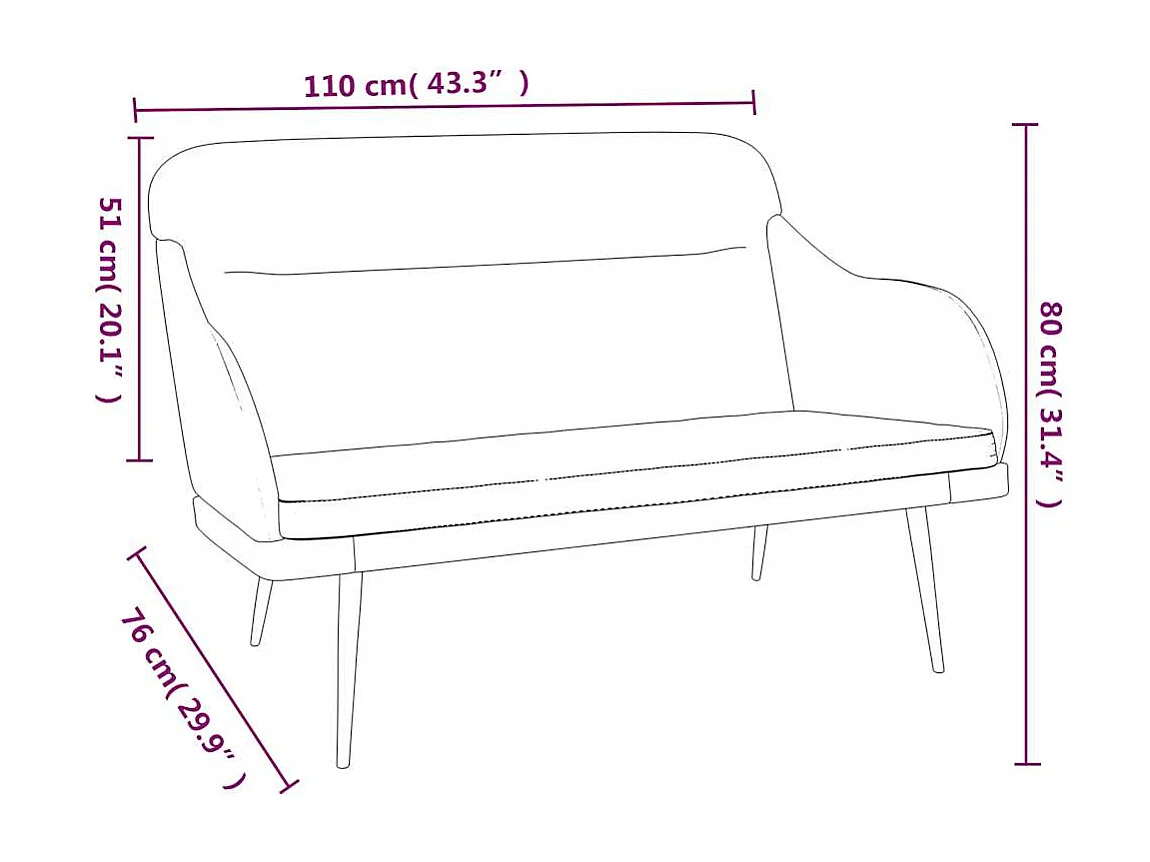 Banc Vert foncé 110x76x80 cm Velours