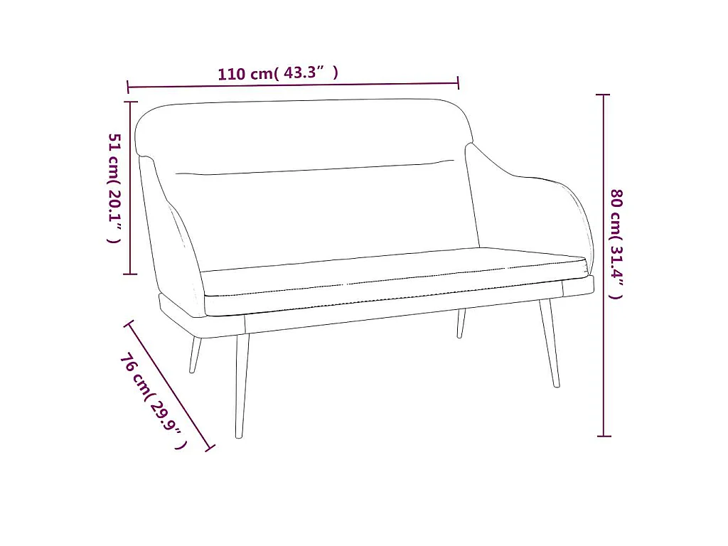 Banc Vert foncé 110x76x80 cm Velours