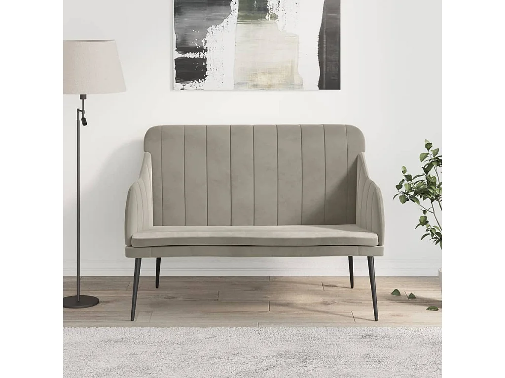 Banc Gris clair 110x76x80 cm Velours