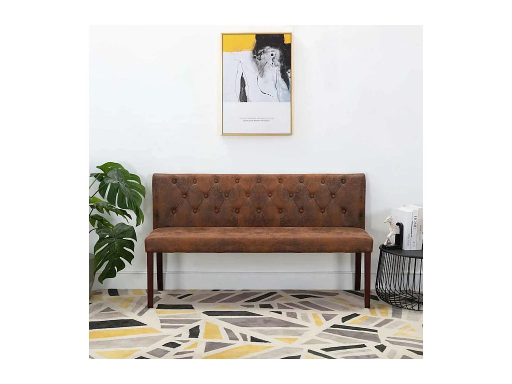 Banc 148,5 cm Marron Similicuir daim