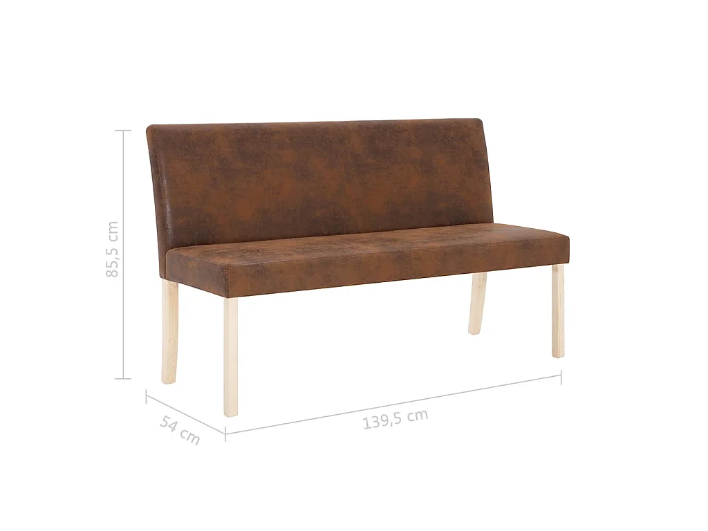 Banc 139,5 cm Marron Similicuir daim