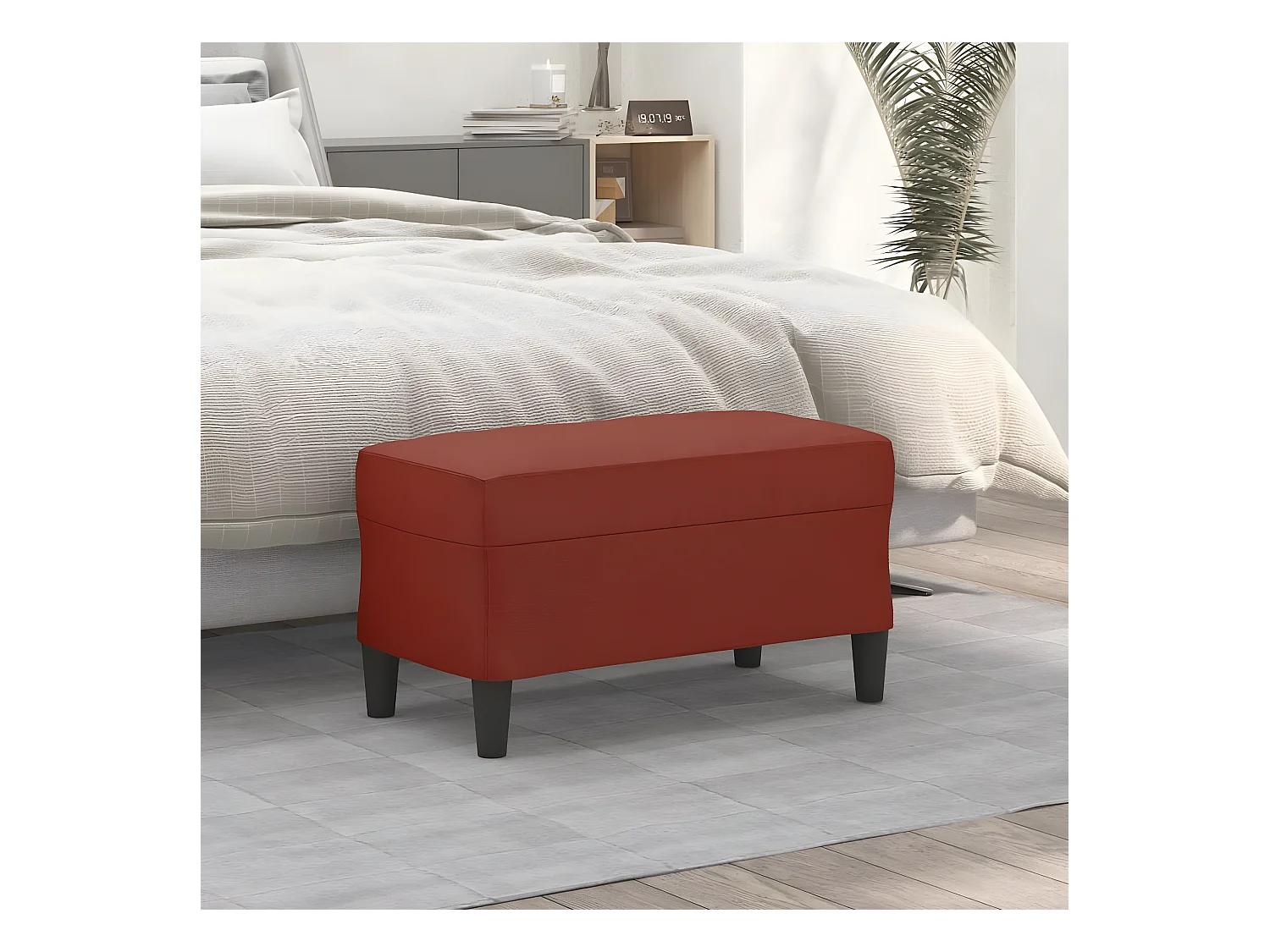 Banc Rouge bordeaux 70x35x41 cm Similicuir