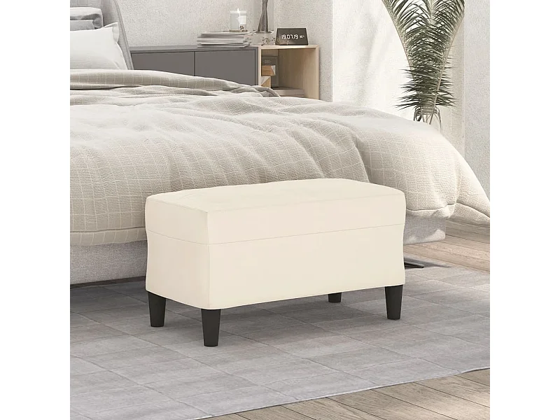 Banco de terciopelo color crema 70x35x41 cm