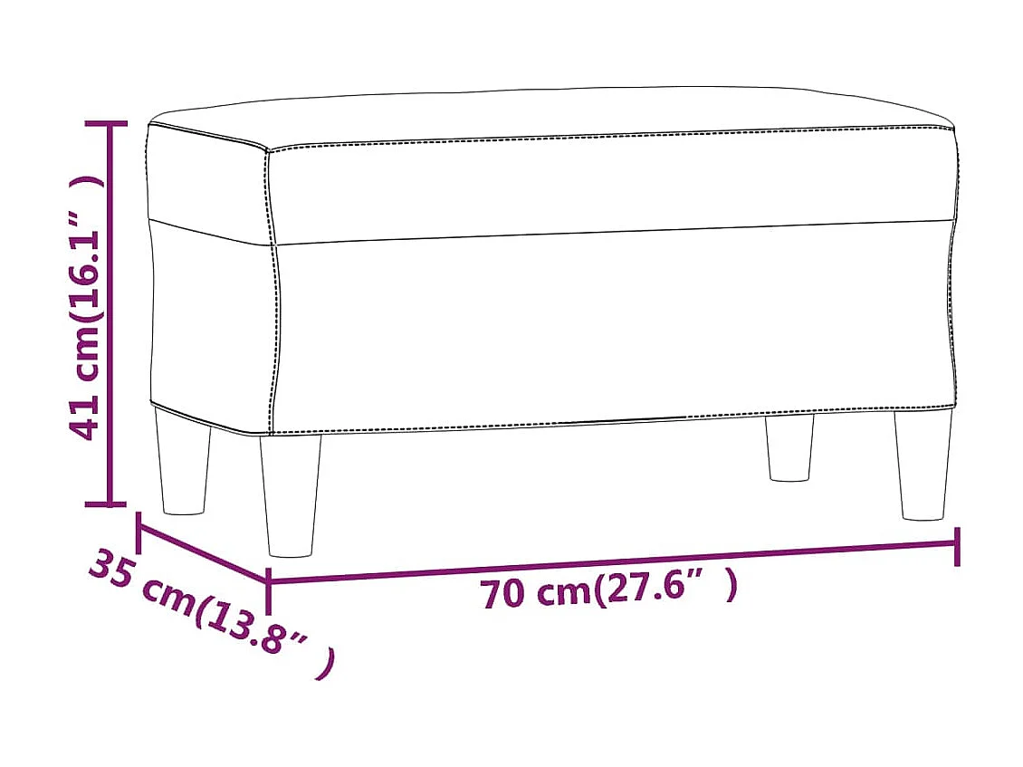 Banc Crème 70x35x41 cm Velours