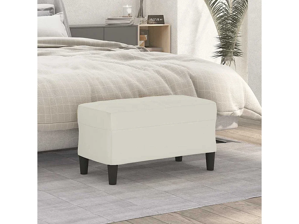 Banco 70x35x41 cm veludo cor creme