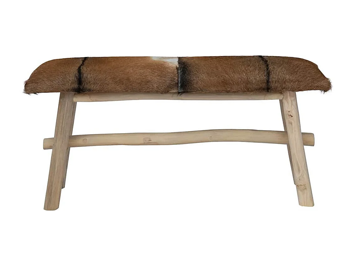 Bankje geitenleer teakhout