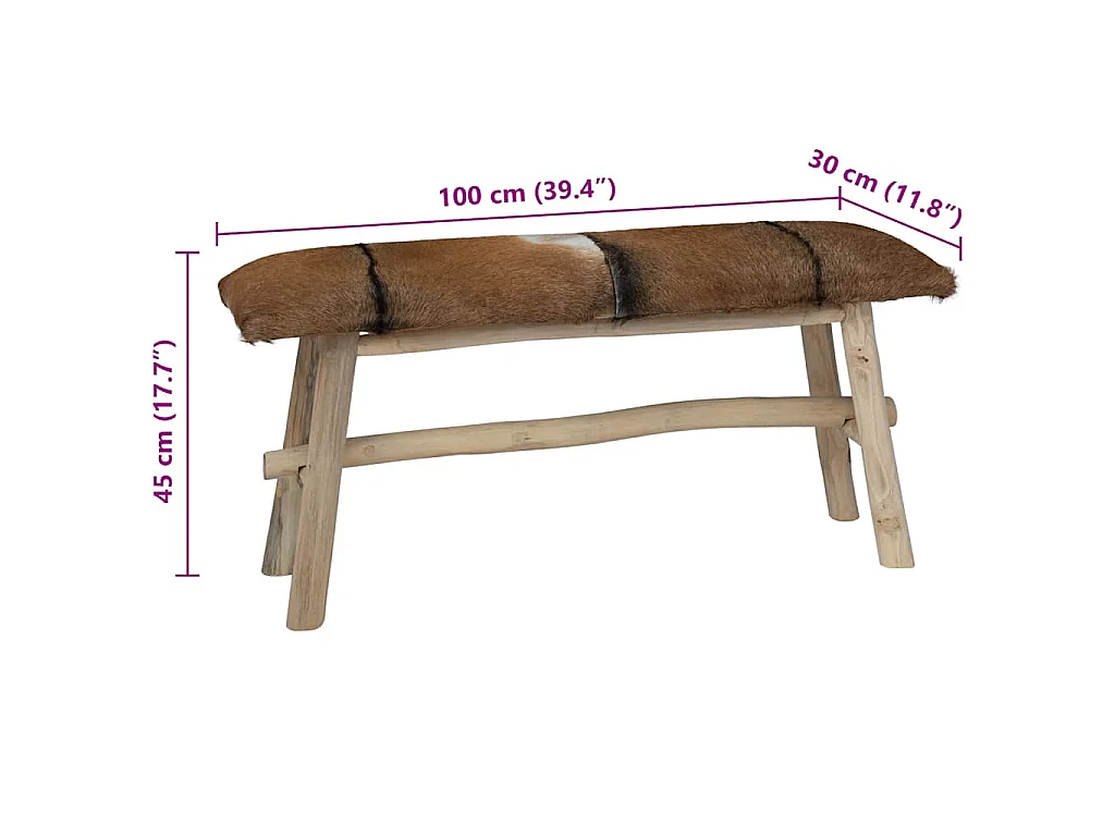 Banc cuir de chèvre Teck