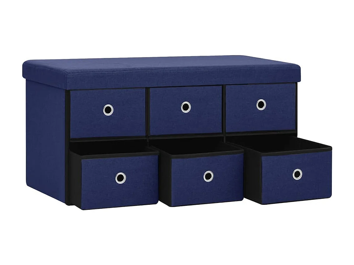 Opbergbank inklapbaar 76x38x38 cm kunstlinnen blauw