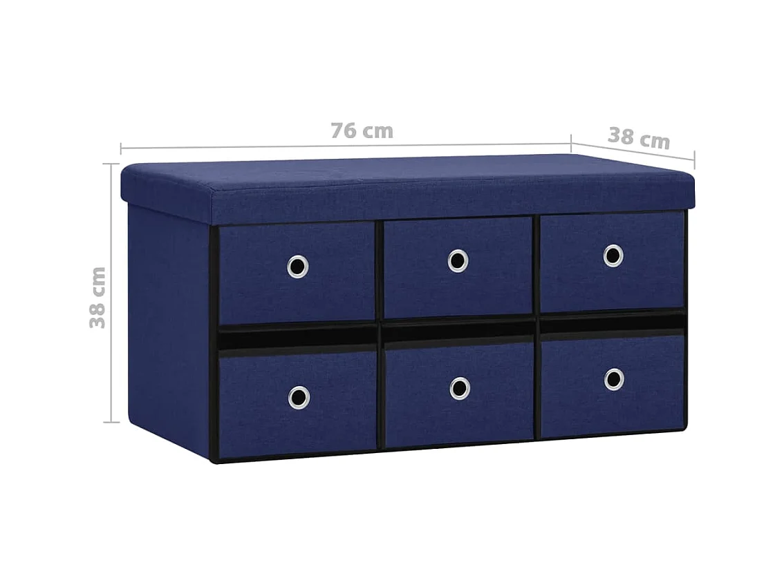 Banc de rangement pliable Bleu 76x38x38 cm Faux lin