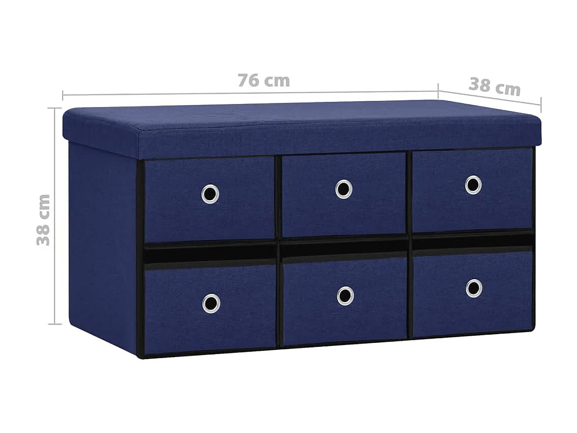 Banc de rangement pliable Bleu 76x38x38 cm Faux lin