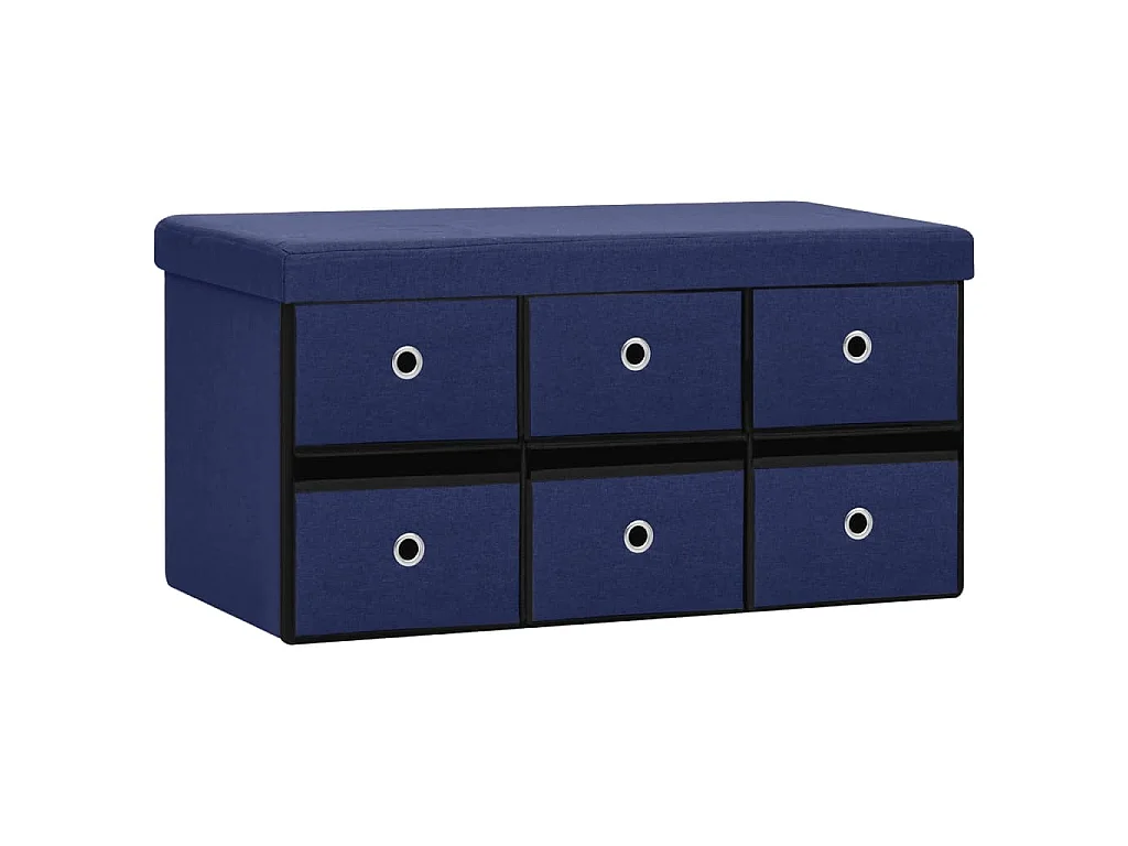 Banc de rangement pliable Bleu 76x38x38 cm Faux lin