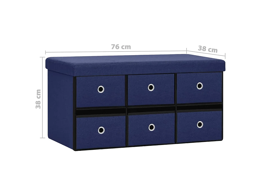 Banc de rangement pliable Bleu 76x38x38 cm Faux lin