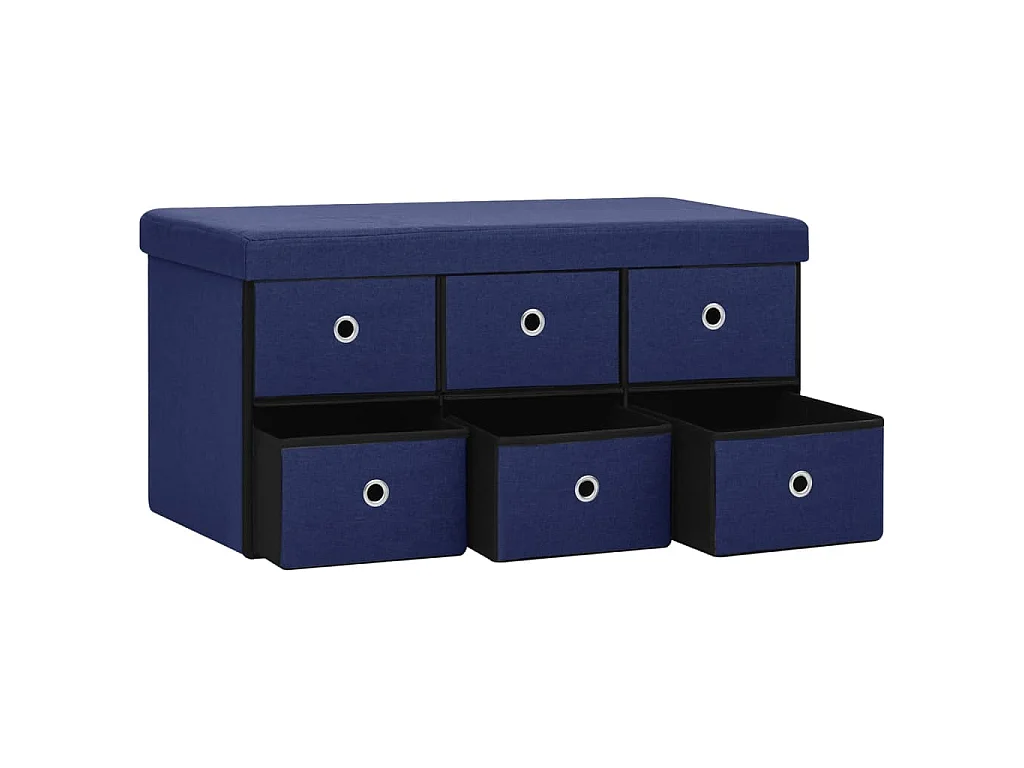 Banc de rangement pliable Bleu 76x38x38 cm Faux lin