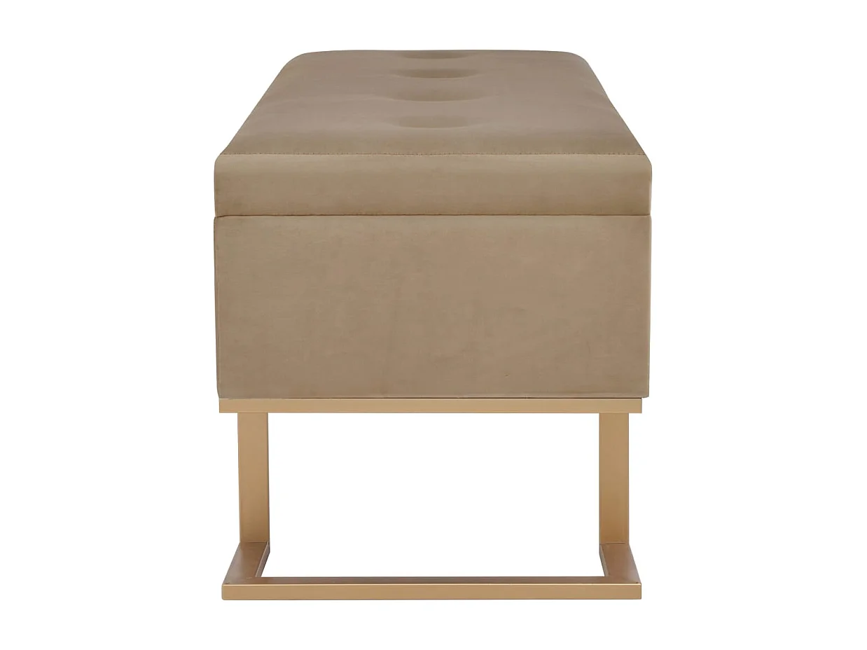 Banc avec compartiment de rangement 105 cm Beige Velours