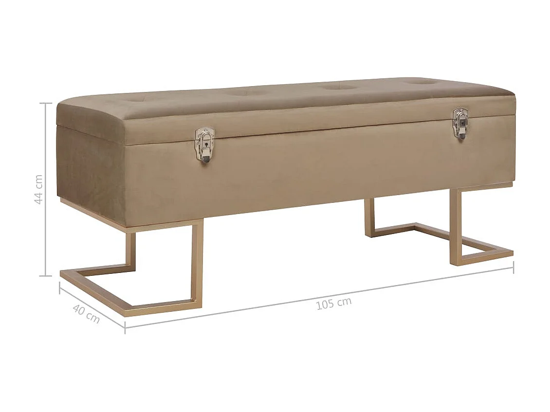 Banc avec compartiment de rangement 105 cm Beige Velours