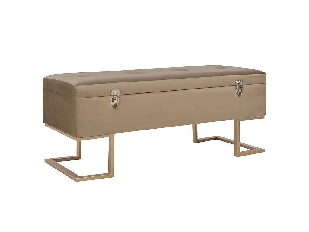 Banc avec compartiment de rangement 105 cm Beige Velours