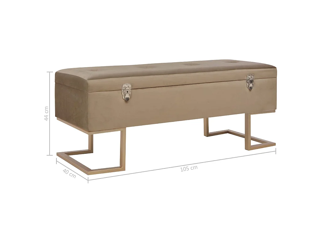 Banc avec compartiment de rangement 105 cm Beige Velours
