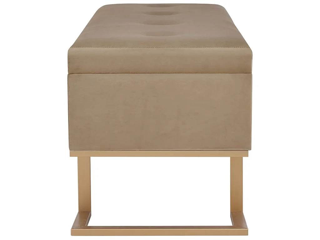 Banc avec compartiment de rangement 105 cm Beige Velours