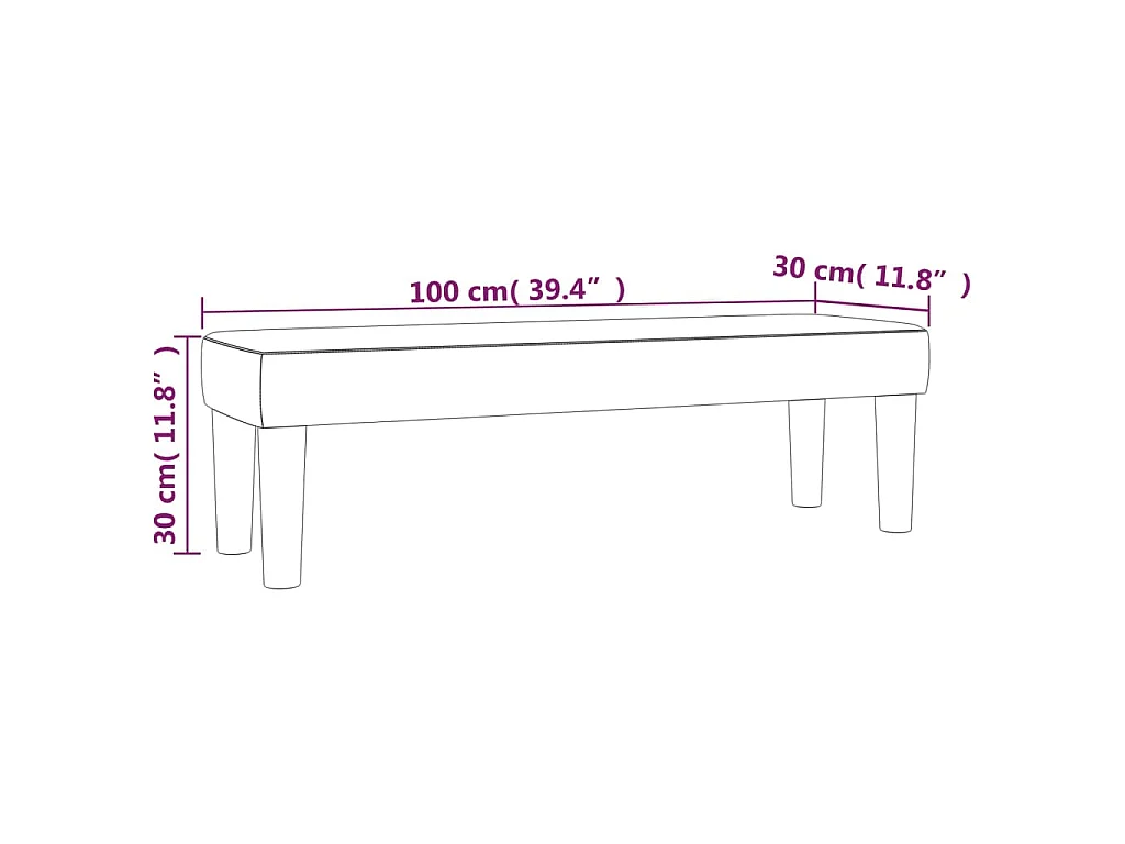 Banc Gris foncé 100x30x30 cm Tissu