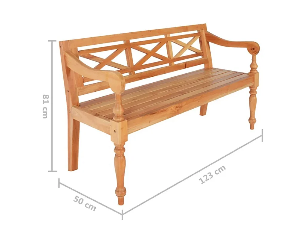 Banco Batavia madera de caoba marrón claro 123 cm