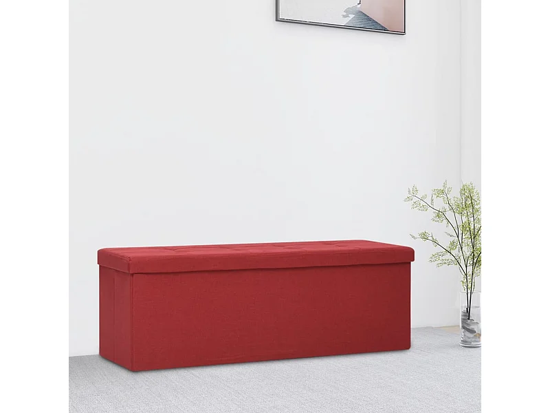 Banc de rangement pliable Rouge bordeaux Faux lin