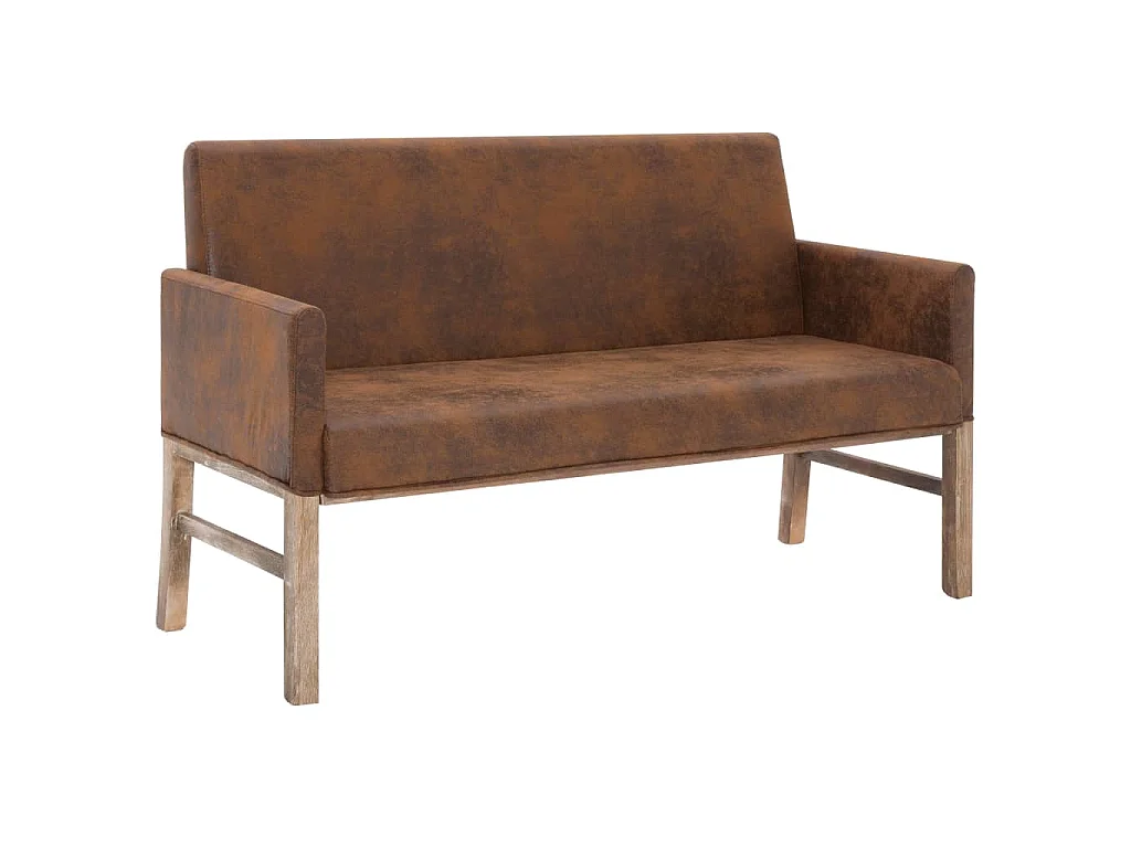 Banc avec accoudoir 140 cm Marron Similicuir daim