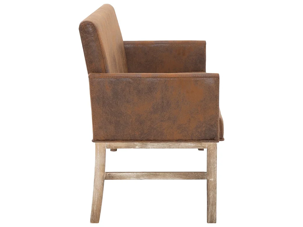 Banc avec accoudoir 140 cm Marron Similicuir daim