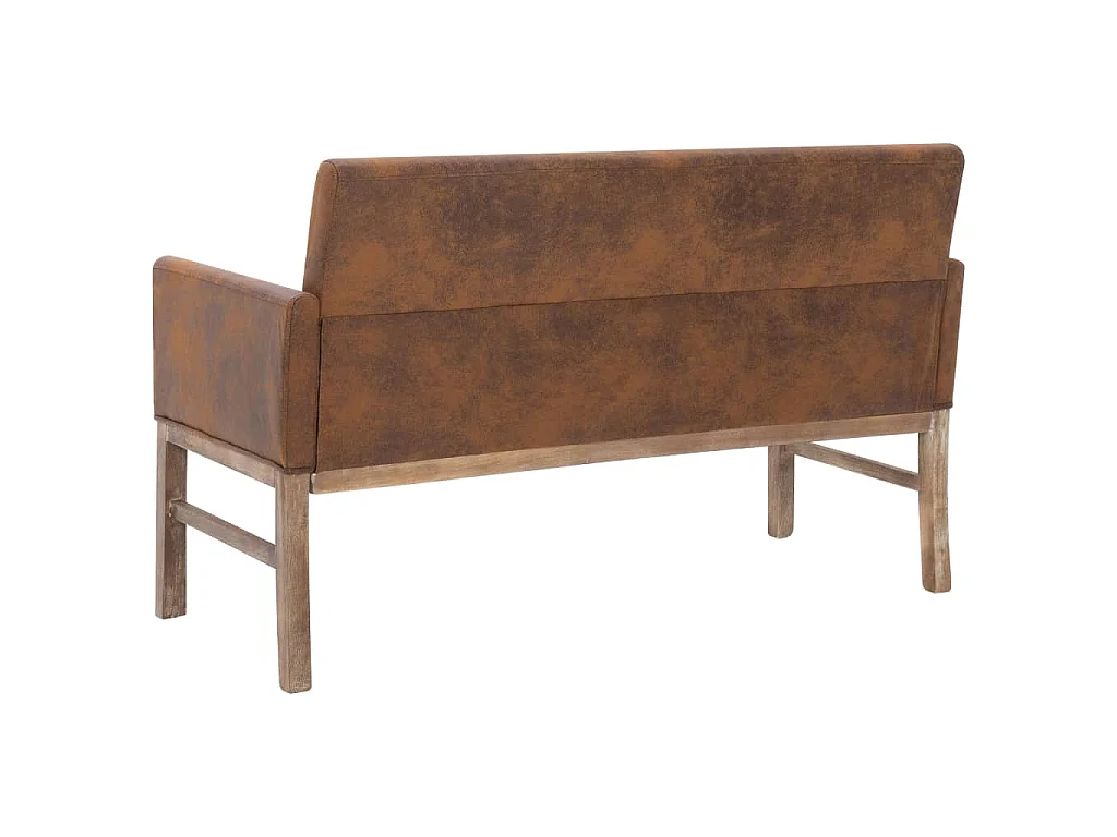 Banc avec accoudoir 140 cm Marron Similicuir daim