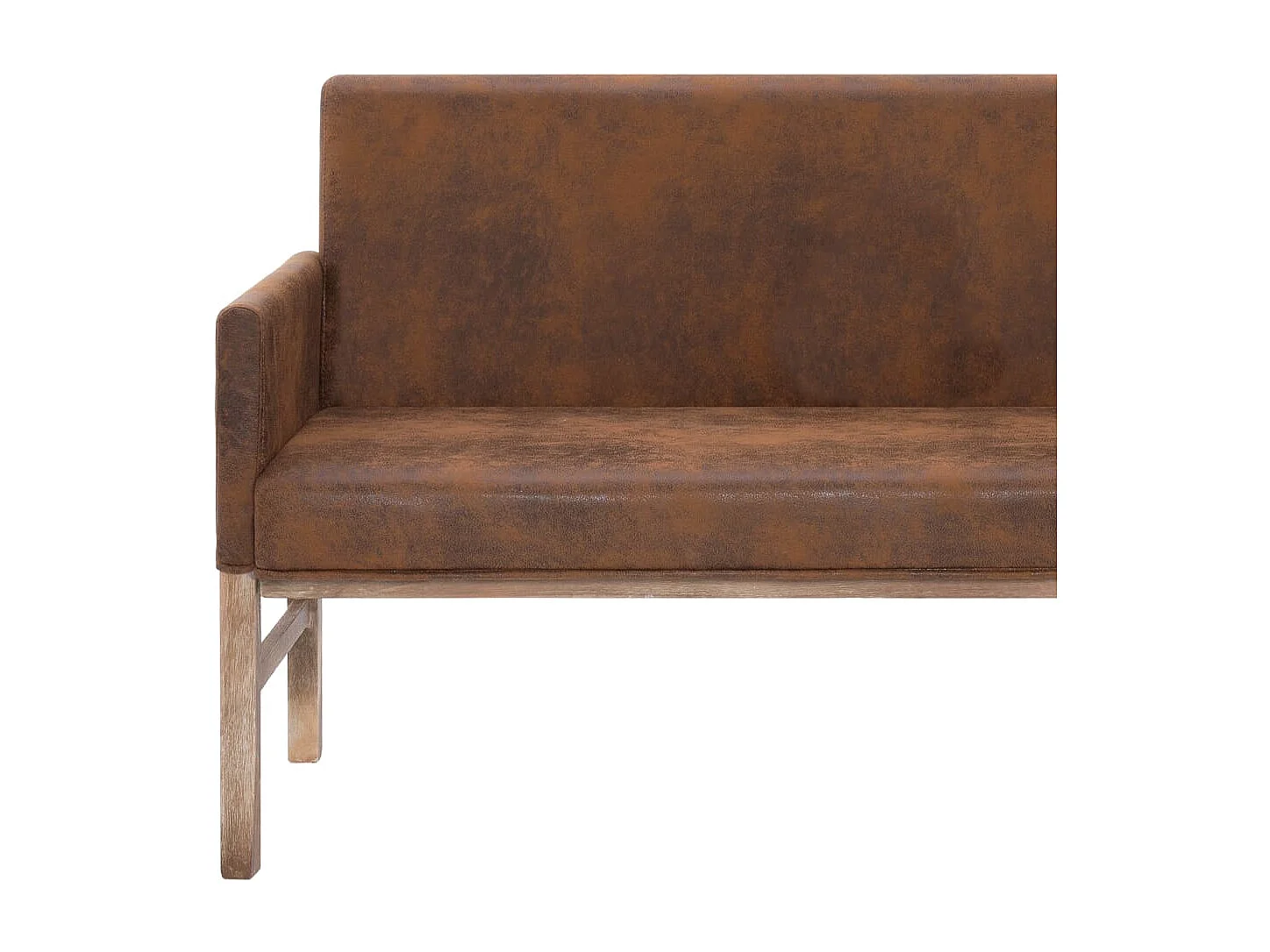 Banc avec accoudoir 140 cm Marron Similicuir daim