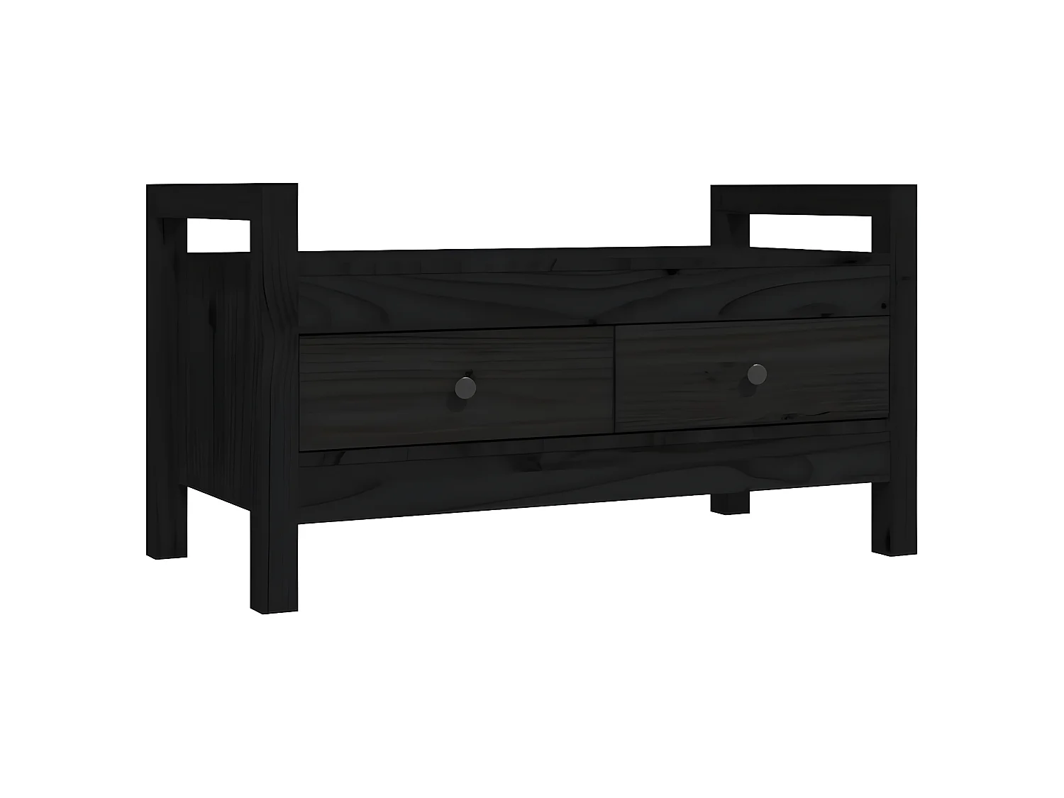 Flurbank Schwarz 80x40x43 cm Massivholz Kiefer